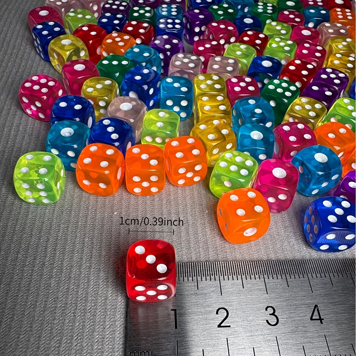 12pcs Transparent Colored Plastic 6-Sided Dice Set for Board Games